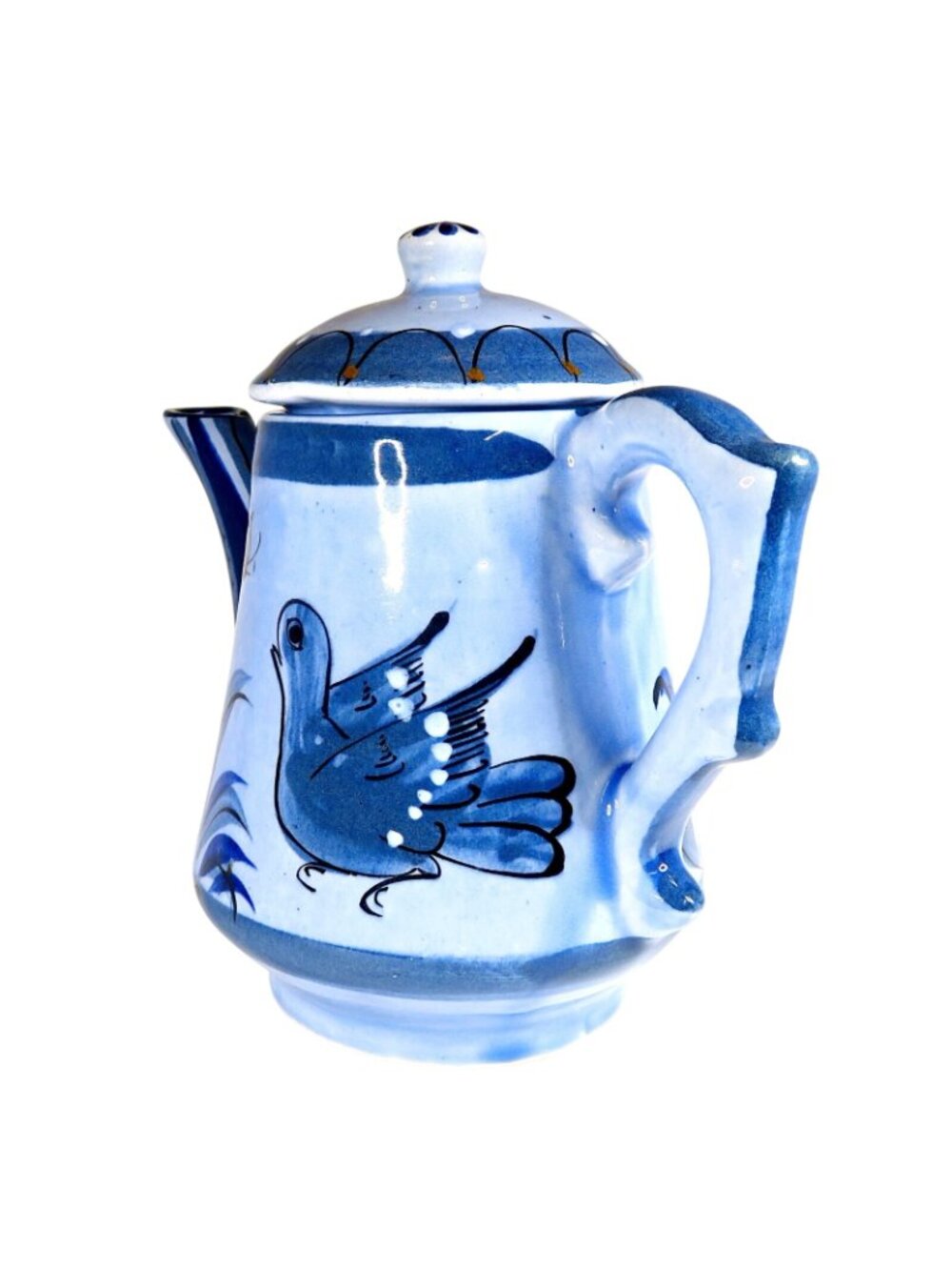 Tonala Blue Bird & Butterfly Teapot with Lid Vintage Signed Mexican Pottery - Picture 2 of 9